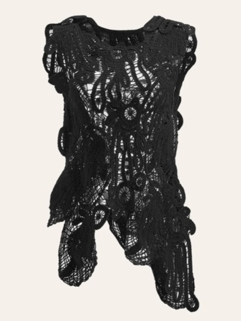 NWT Women’s COMMENSE black crocheted sweater top- Size Small - Picture 2 of 12